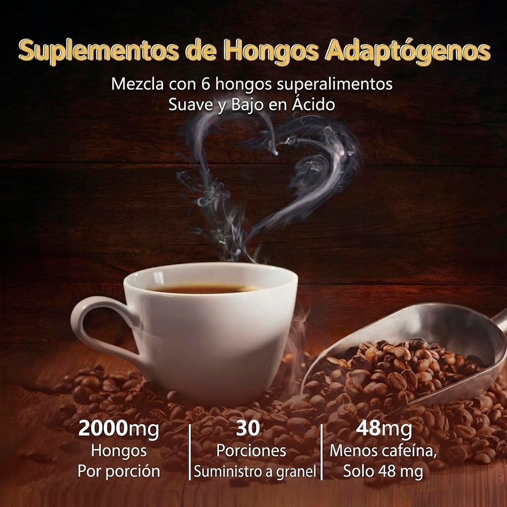 Enfoque Total: Café de hongos Nootrópico con Melena de León, Reishi y Cordyceps.