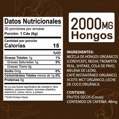 Enfoque Total: Café de hongos Nootrópico con Melena de León, Reishi y Cordyceps.
